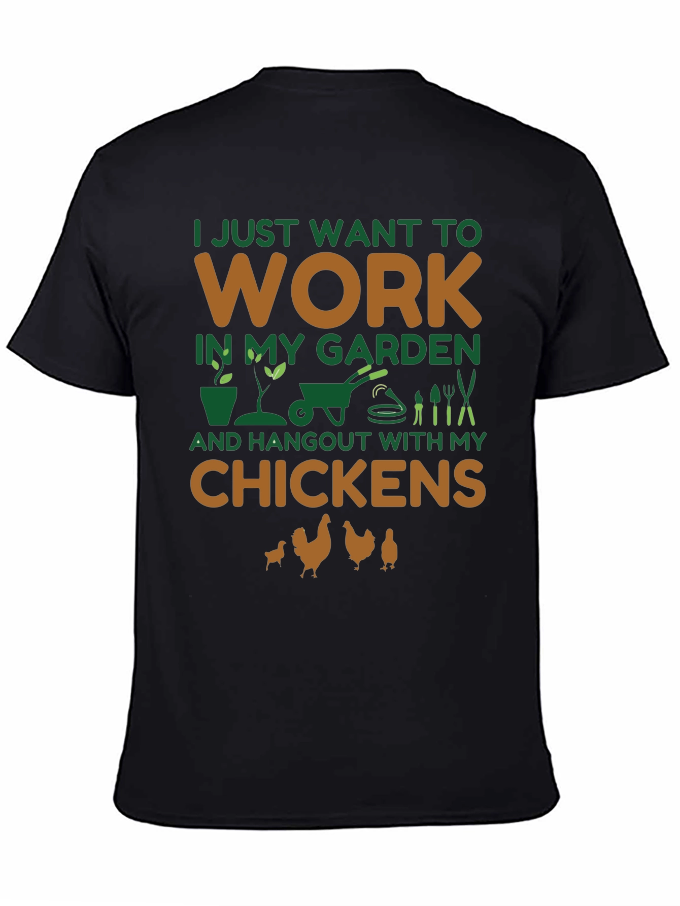 Camiseta Negra Jardinero y Amante de Gallinas