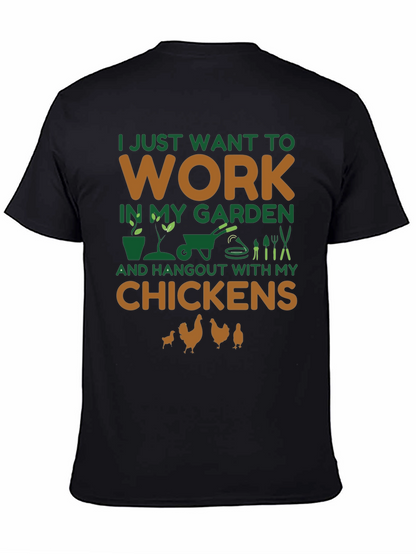 Camiseta Negra Jardinero y Amante de Gallinas