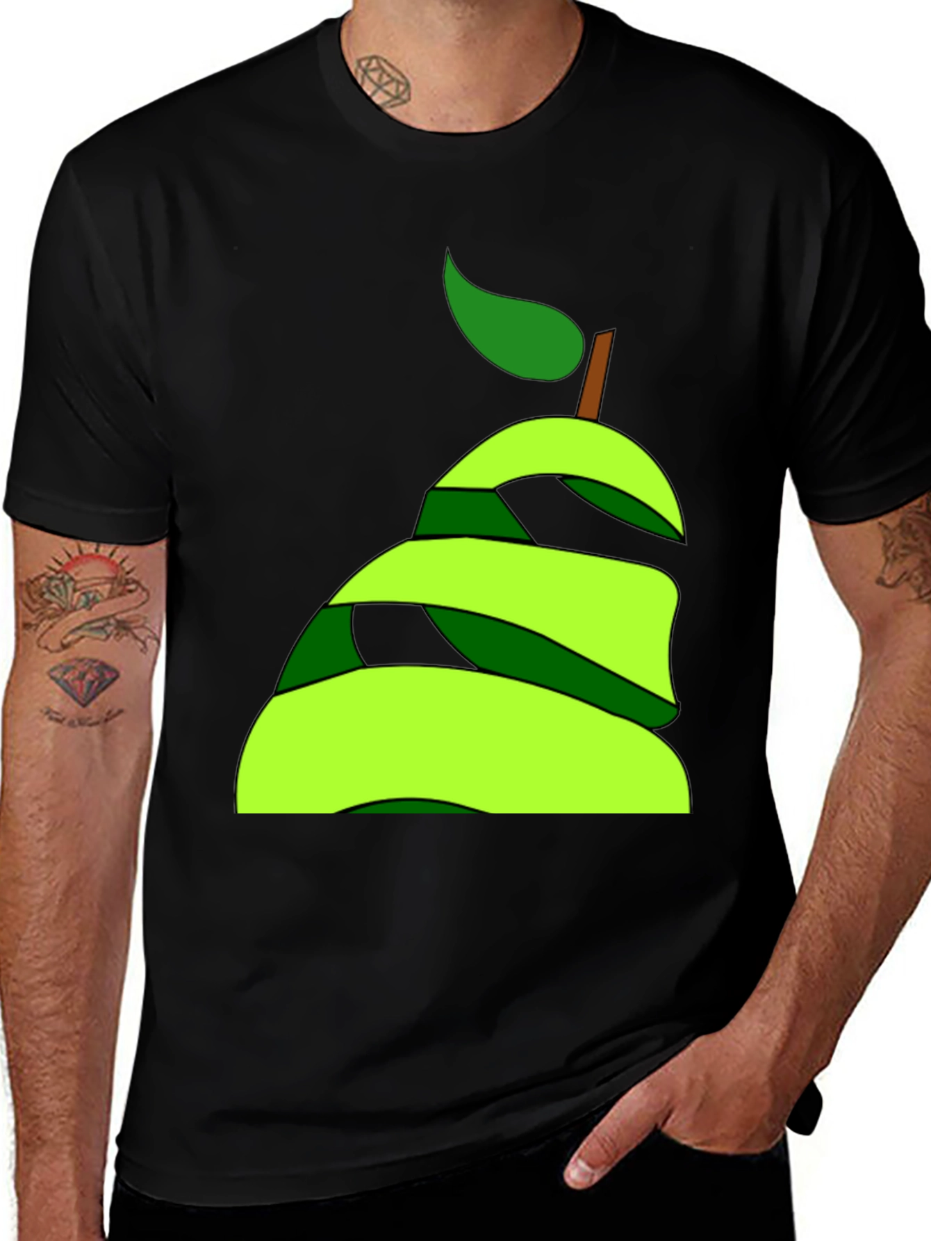 Camiseta Negra con Diseño de Pera Abstracta