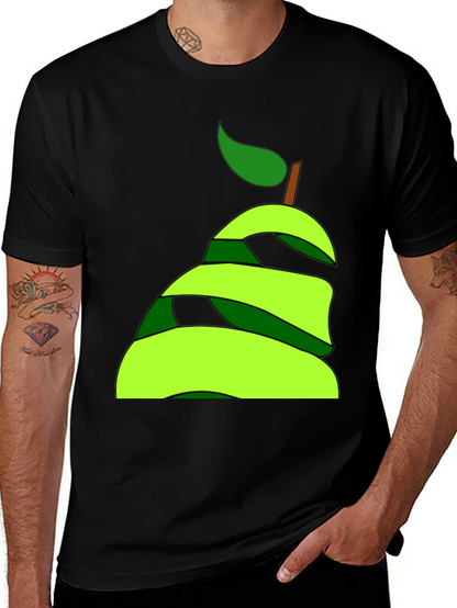 Camiseta Negra con Diseño de Pera Abstracta