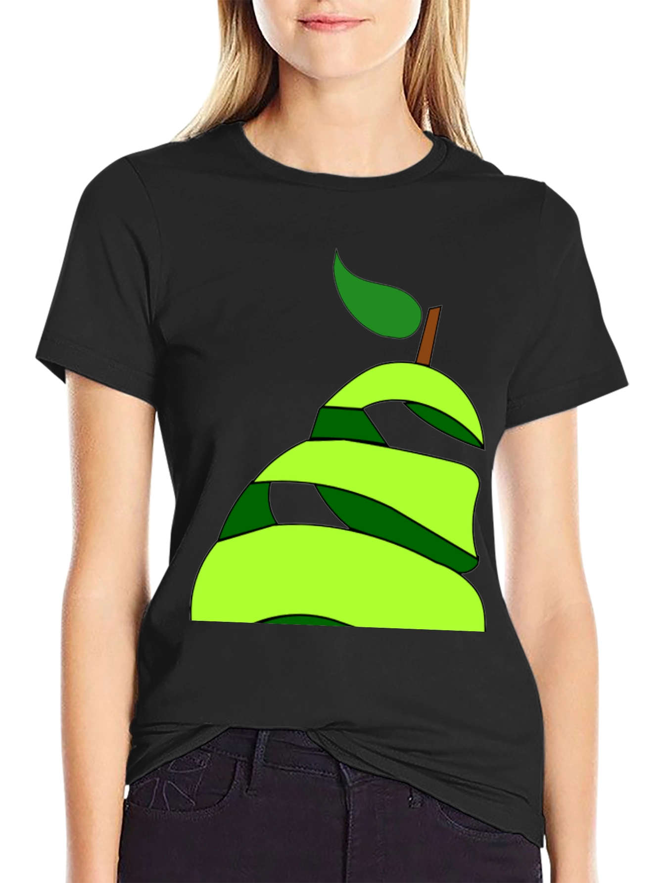 Camiseta Negra con Diseño de Pera Abstracta