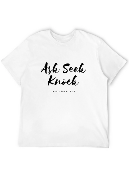 Camiseta Negra Ask Seek Knock Matthew 7:7