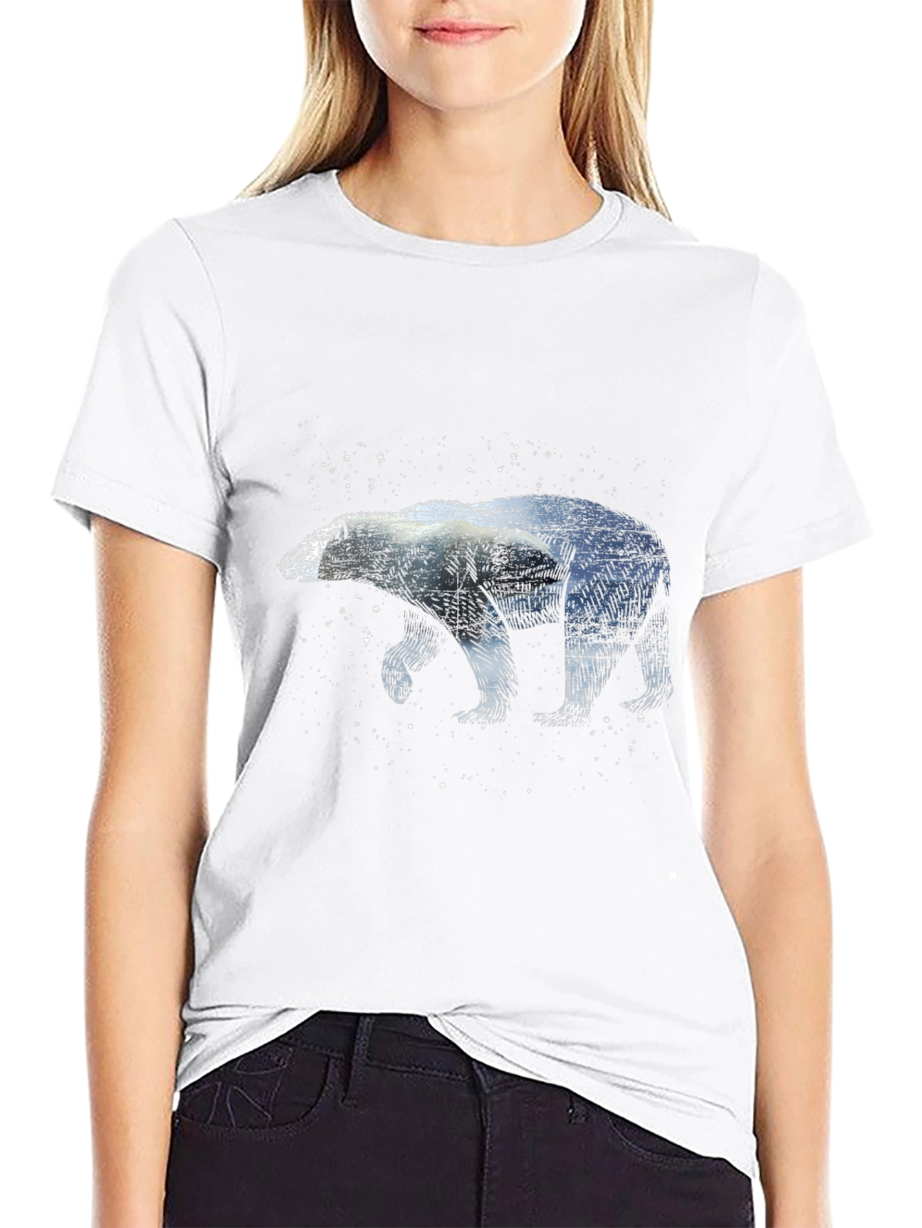 Camiseta Negra con Diseño de Oso Polar