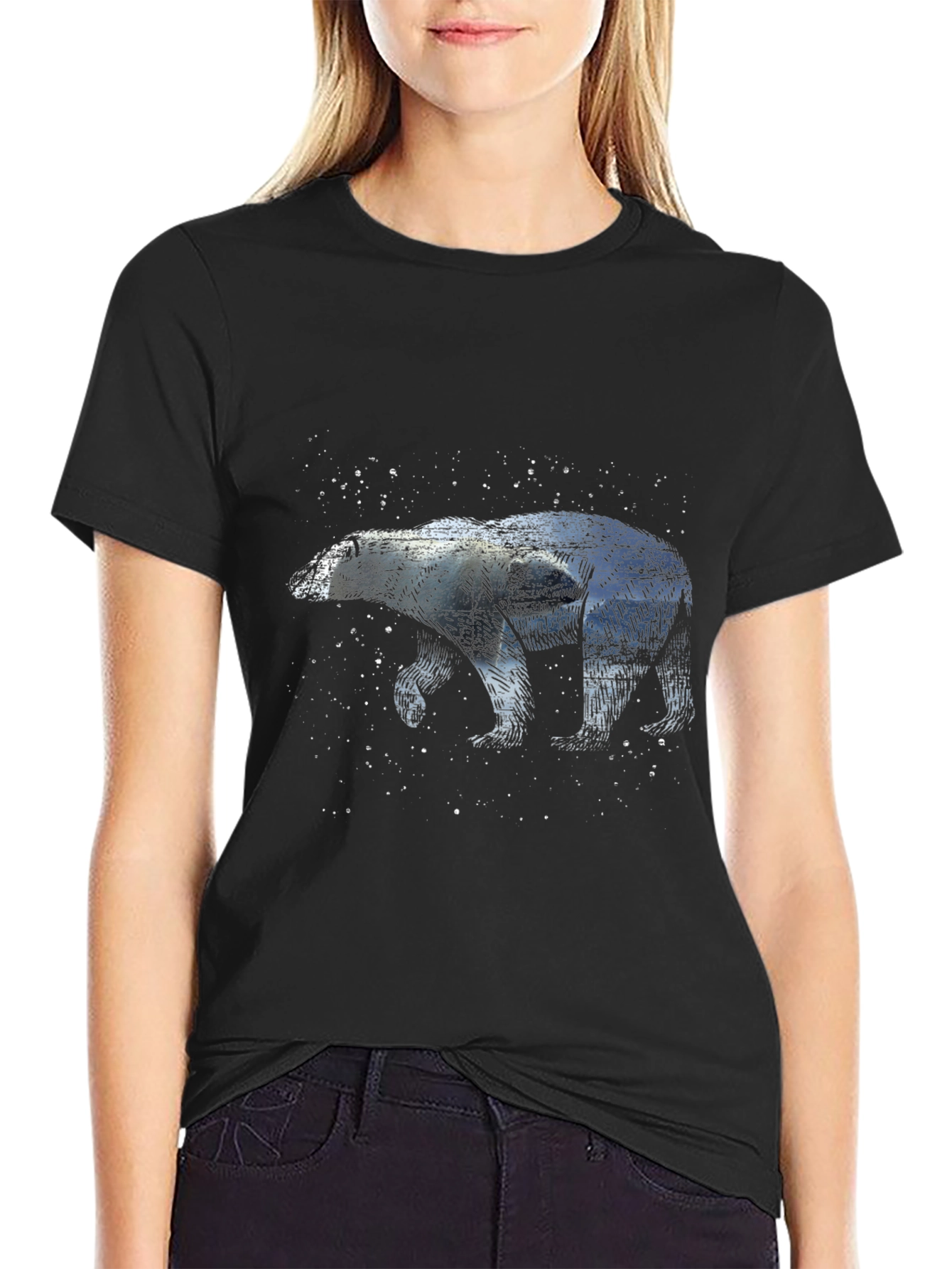 Camiseta Negra con Diseño de Oso Polar