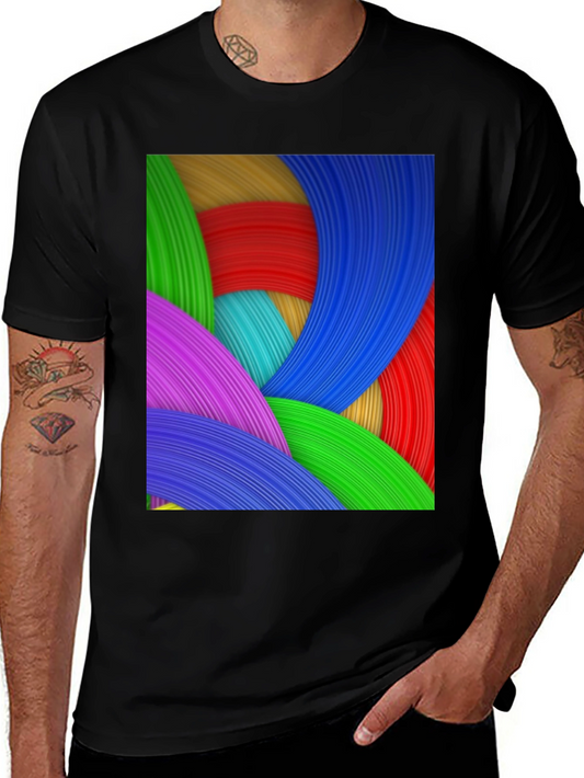 Camiseta Negra con Diseño Abstracto Multicolor