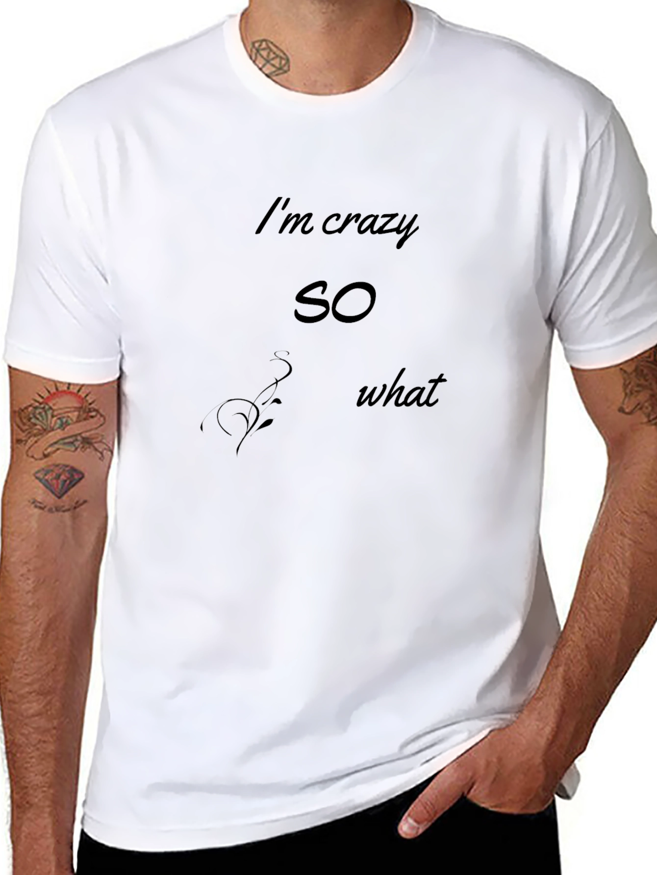 Camiseta Negra Estampada Im crazy so what