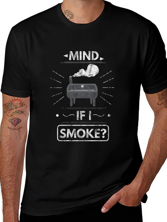 Camiseta Negra Mind if I Smoke? Parrilla