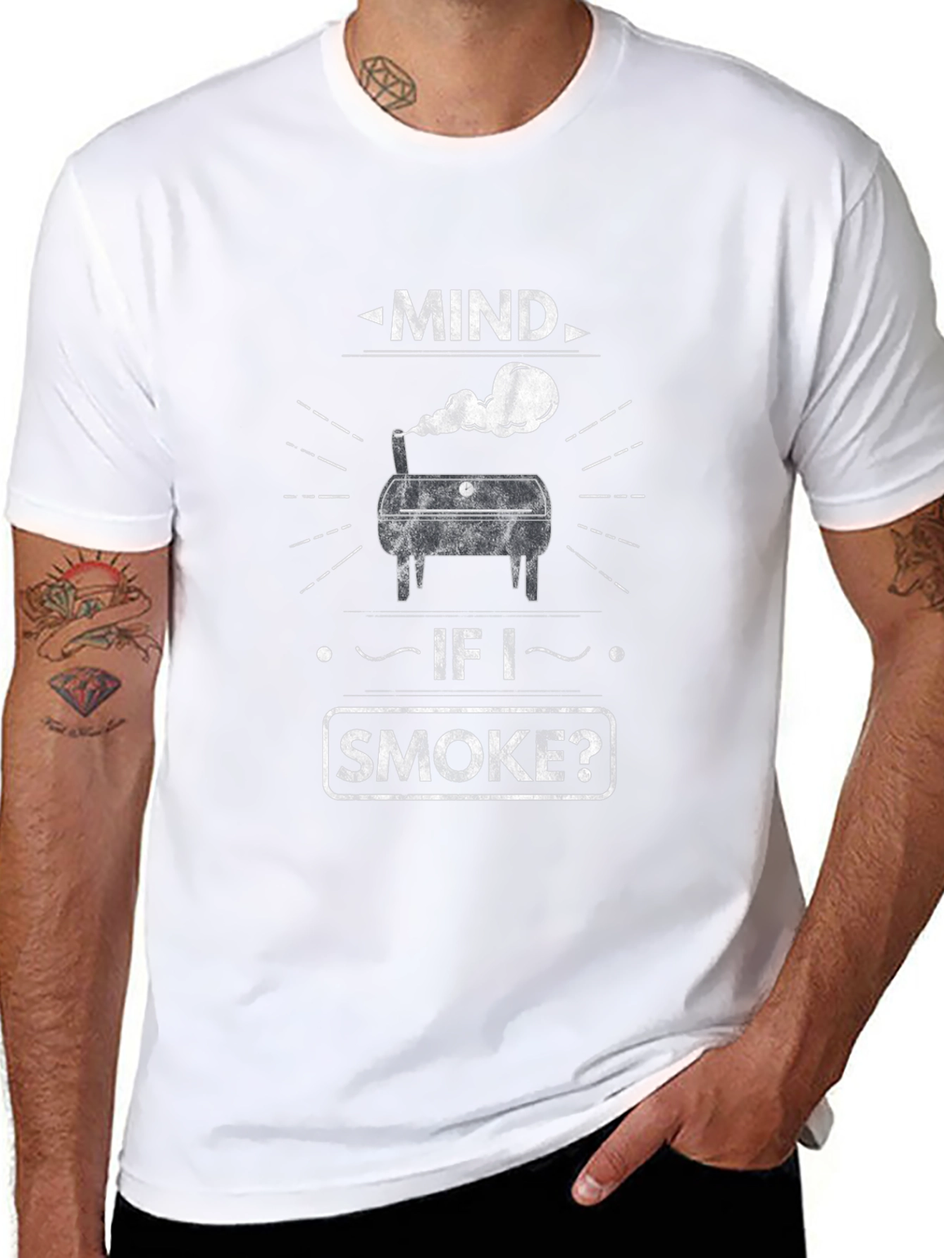 Camiseta Negra Mind if I Smoke? Parrilla