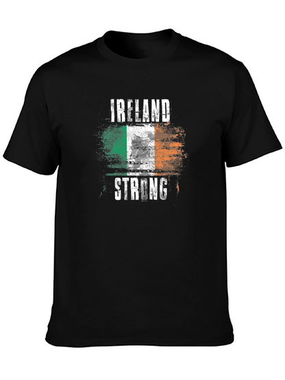 Camiseta Negra Irlanda Fuerte Diseño Bandera