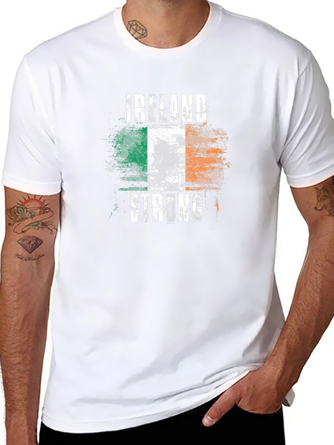 Camiseta Negra Irlanda Fuerte Diseño Bandera