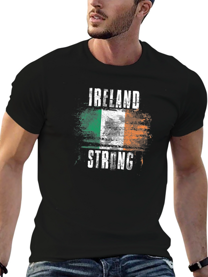 Camiseta Negra Irlanda Fuerte Diseño Bandera
