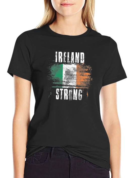 Camiseta Negra Irlanda Fuerte Diseño Bandera