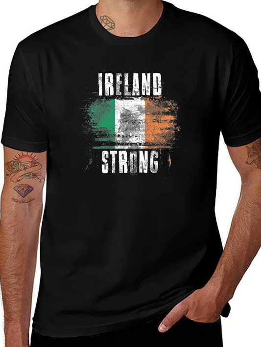 Camiseta Negra Irlanda Fuerte Diseño Bandera