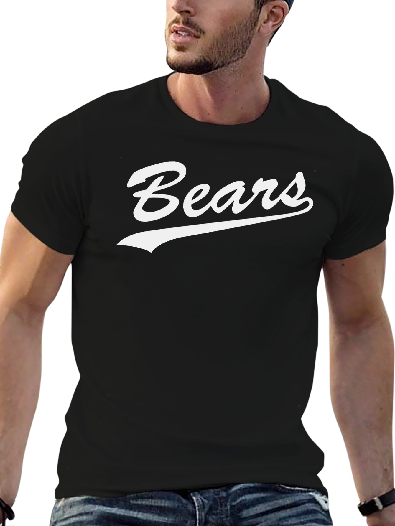 Camiseta Negra Bears Estilo Retro para Hombre