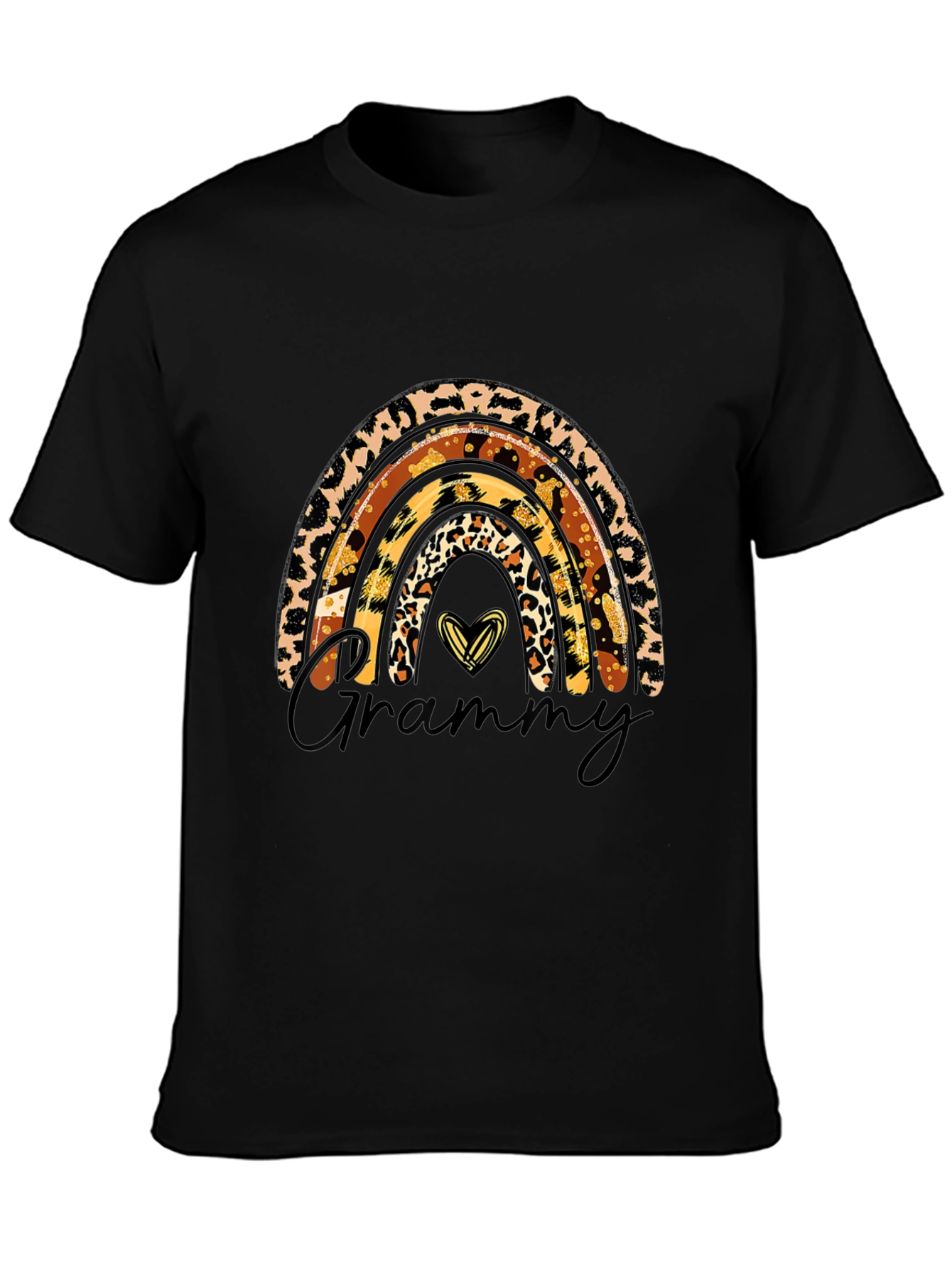 Camiseta Negra Diseño Grammy Arcoíris Animal Print