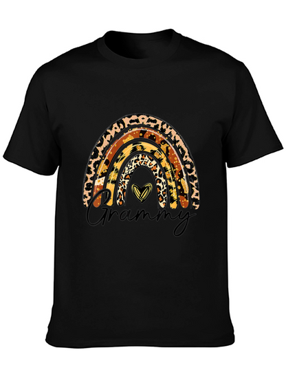 Camiseta Negra Diseño Grammy Arcoíris Animal Print