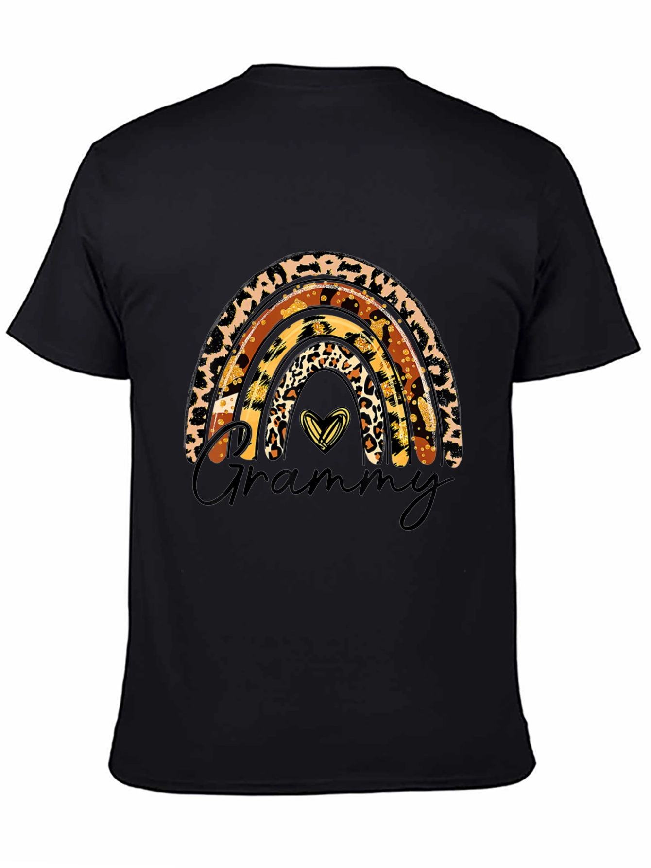 Camiseta Negra Diseño Grammy Arcoíris Animal Print