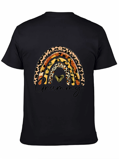 Camiseta Negra Diseño Grammy Arcoíris Animal Print