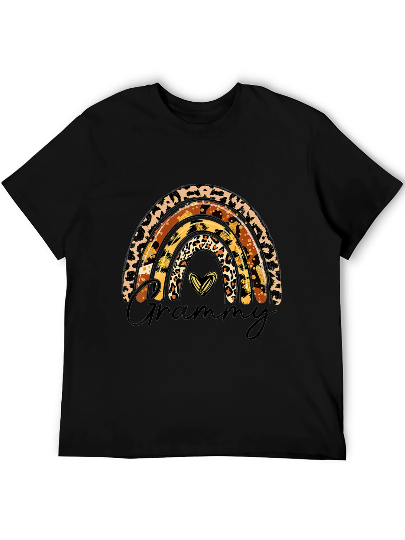 Camiseta Negra Diseño Grammy Arcoíris Animal Print