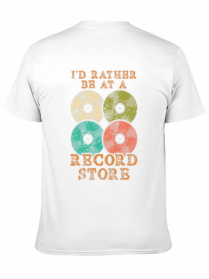 Camiseta Negra con Diseño de Vinilos Retro