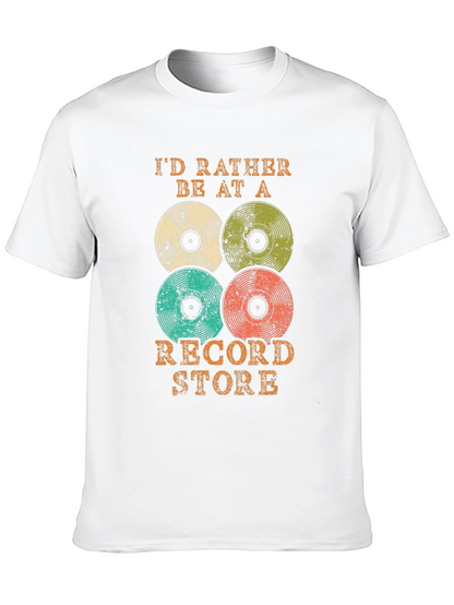 Camiseta Negra con Diseño de Vinilos Retro