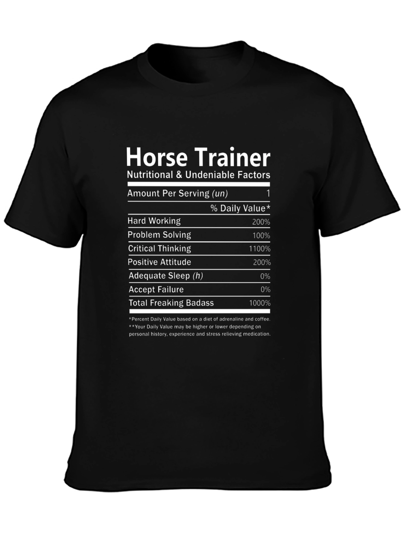 Camiseta Horse Trainer - Datos Nutricionales Divertidos
