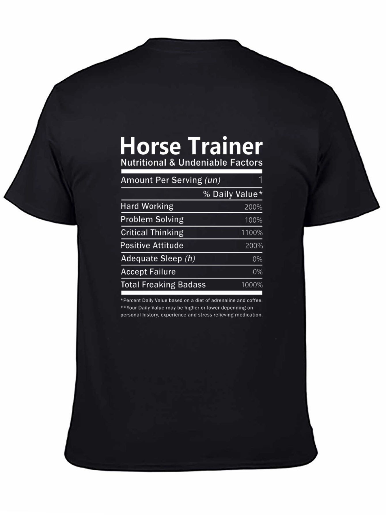 Camiseta Horse Trainer - Datos Nutricionales Divertidos