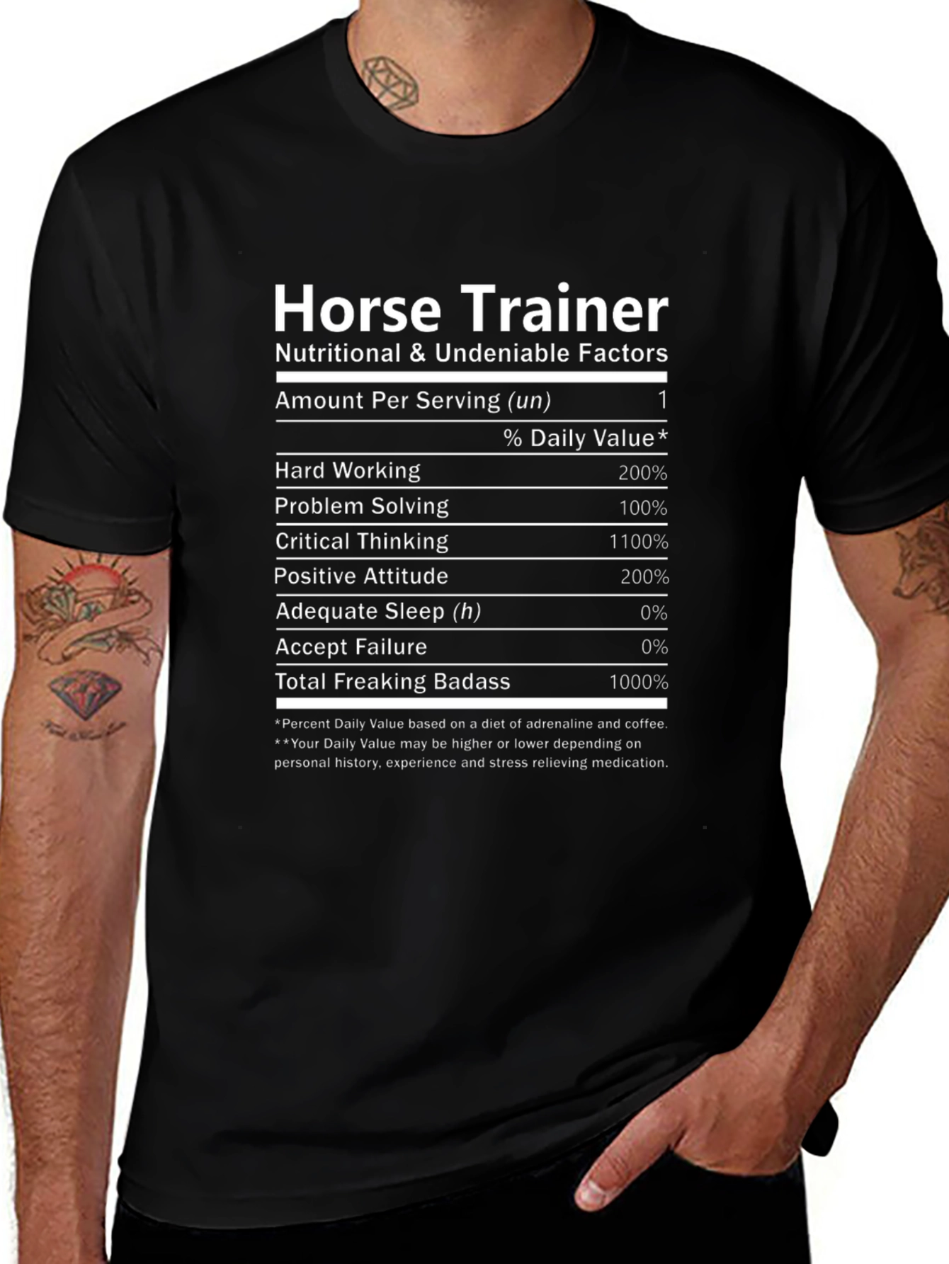 Camiseta Horse Trainer - Datos Nutricionales Divertidos