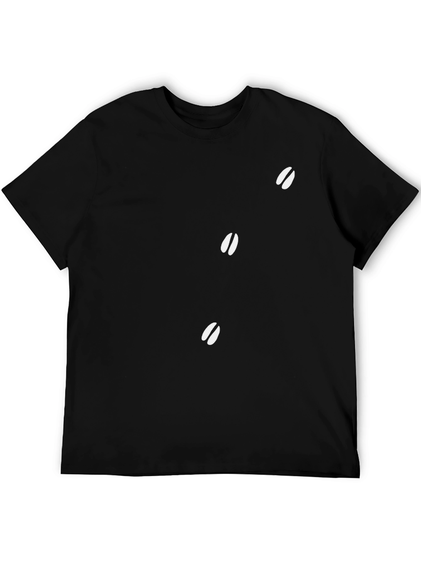 Camiseta Negra Casual con Estampado de Huellas