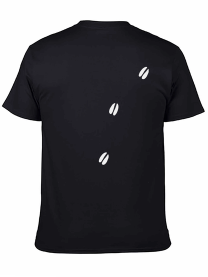 Camiseta Negra Casual con Estampado de Huellas