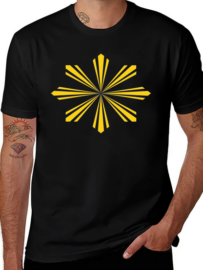 Camiseta Negra con Sol Amarillo Estilizado