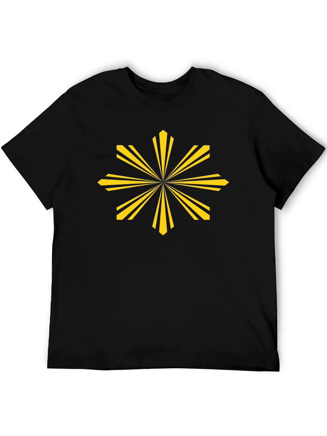 Camiseta Negra con Sol Amarillo Estilizado