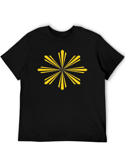 Camiseta Negra con Sol Amarillo Estilizado