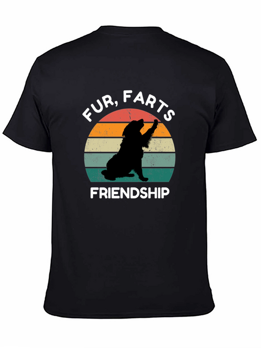 Camiseta Negra con Diseño Fur Farts Friendship