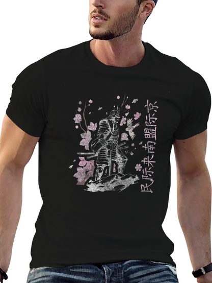 Camiseta Negra Samurai Flor de Cerezo