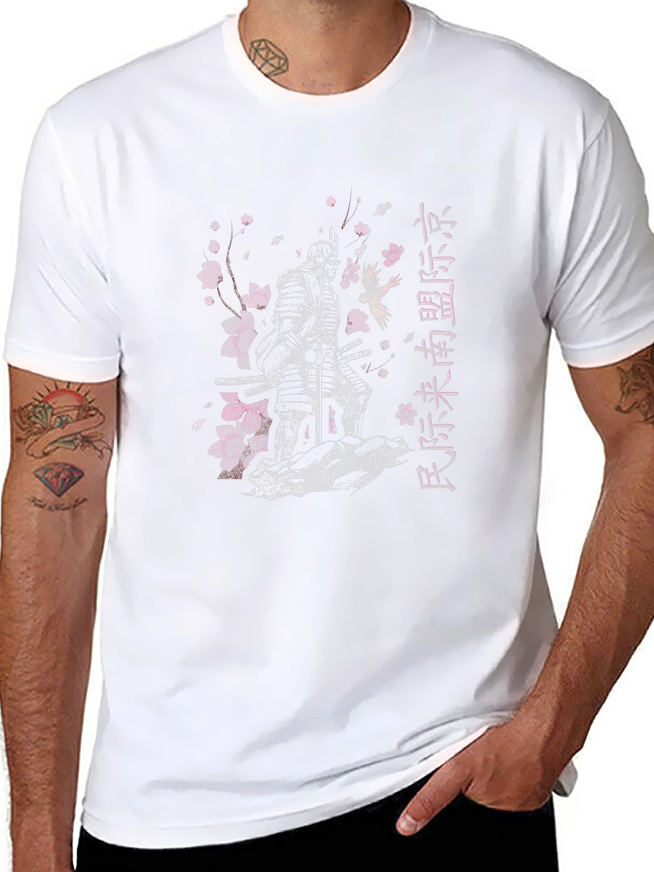Camiseta Negra Samurai Flor de Cerezo