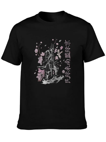 Camiseta Negra Samurai Flor de Cerezo