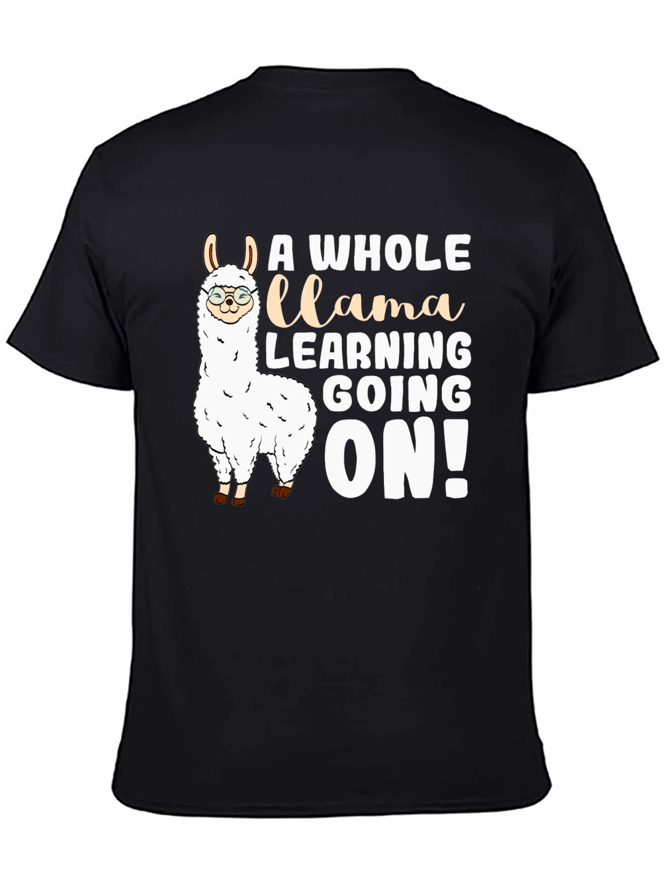 Camiseta Negra Divertida Llama Aprendiendo