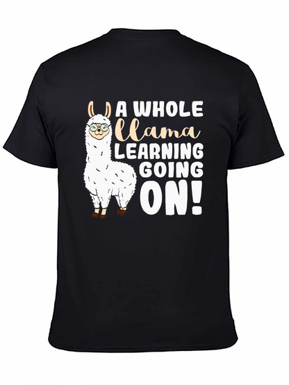 Camiseta Negra Divertida Llama Aprendiendo