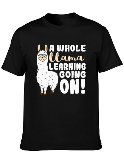 Camiseta Negra Divertida Llama Aprendiendo