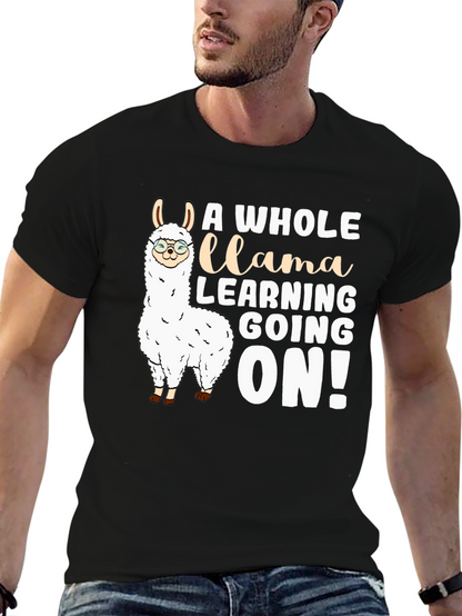 Camiseta Negra Divertida Llama Aprendiendo