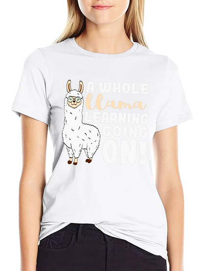 Camiseta Negra Divertida Llama Aprendiendo