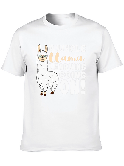 Camiseta Negra Divertida Llama Aprendiendo