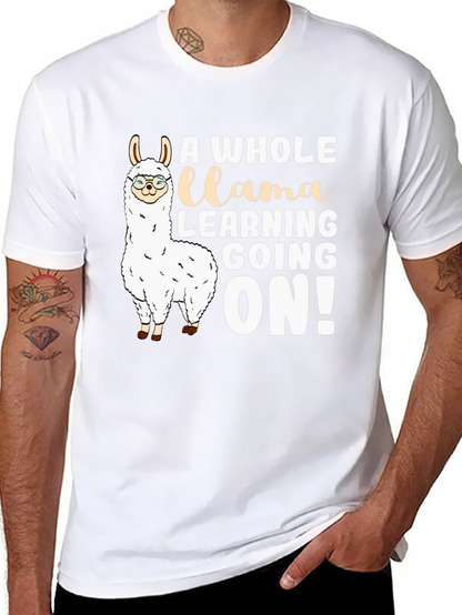 Camiseta Negra Divertida Llama Aprendiendo