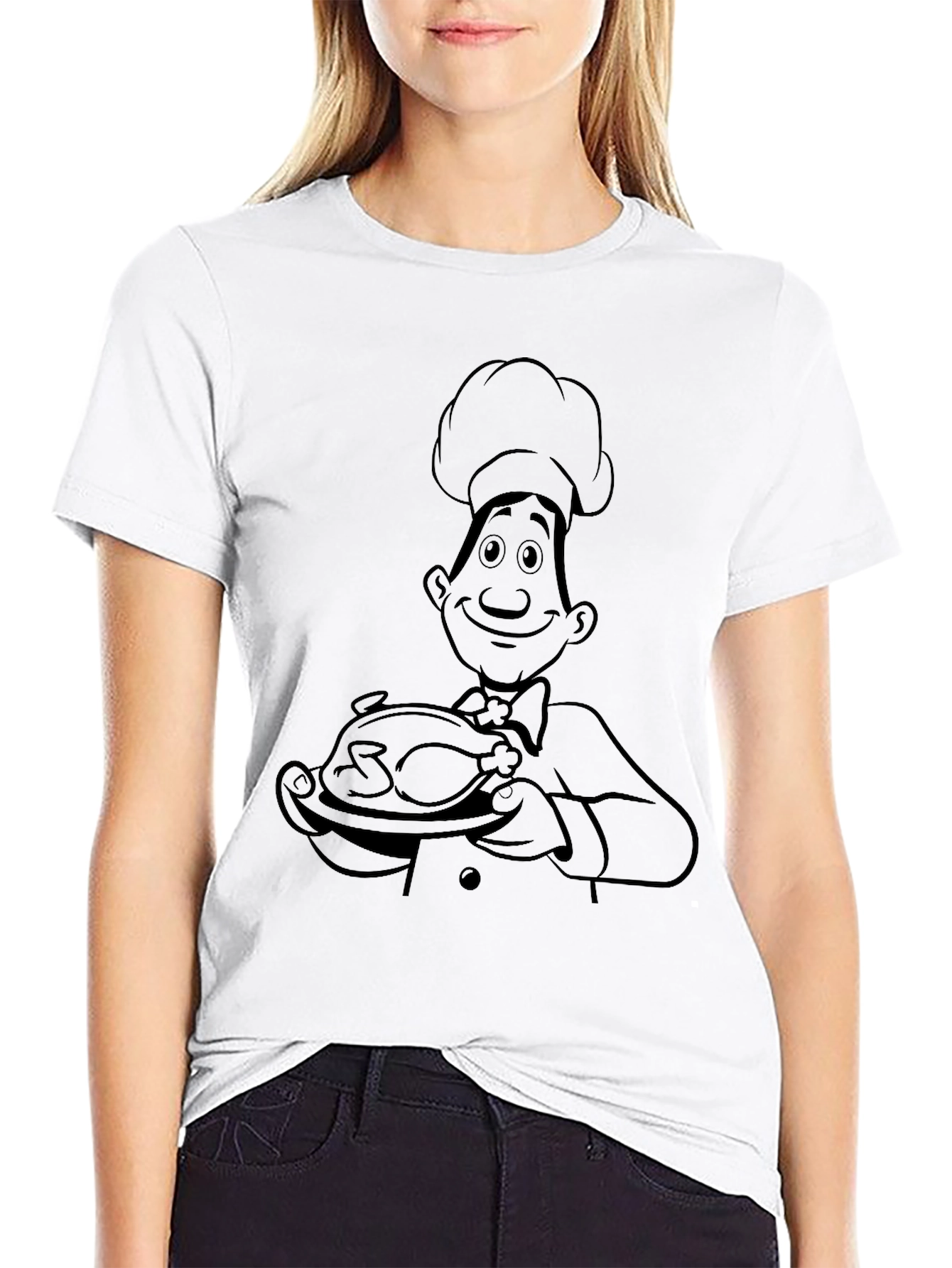 Camiseta Negra Chef con Pollo Asado - Estilo Casual