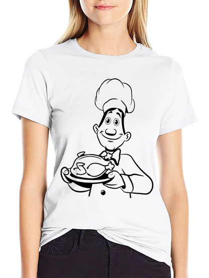 Camiseta Negra Chef con Pollo Asado - Estilo Casual
