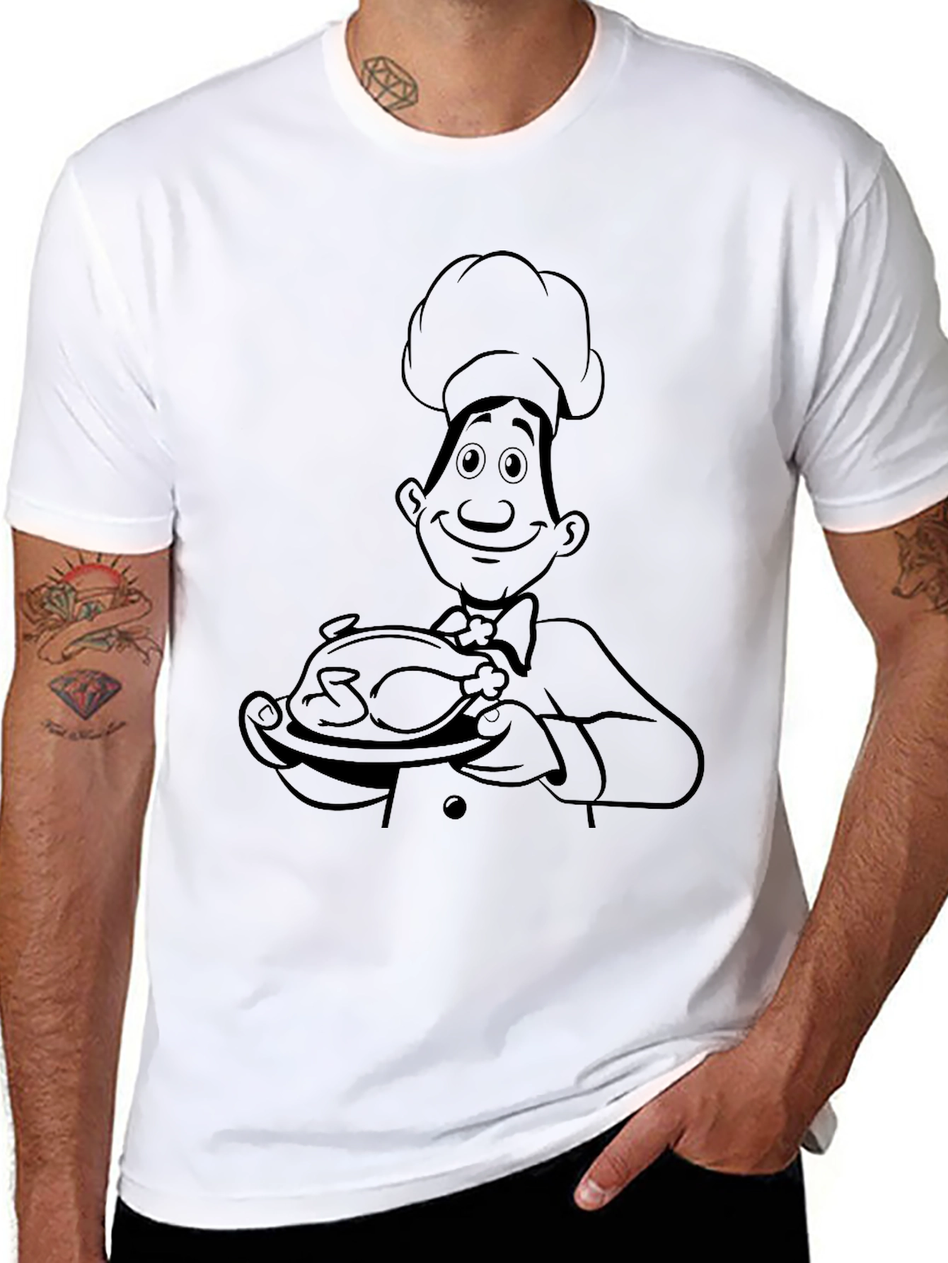 Camiseta Negra Chef con Pollo Asado - Estilo Casual