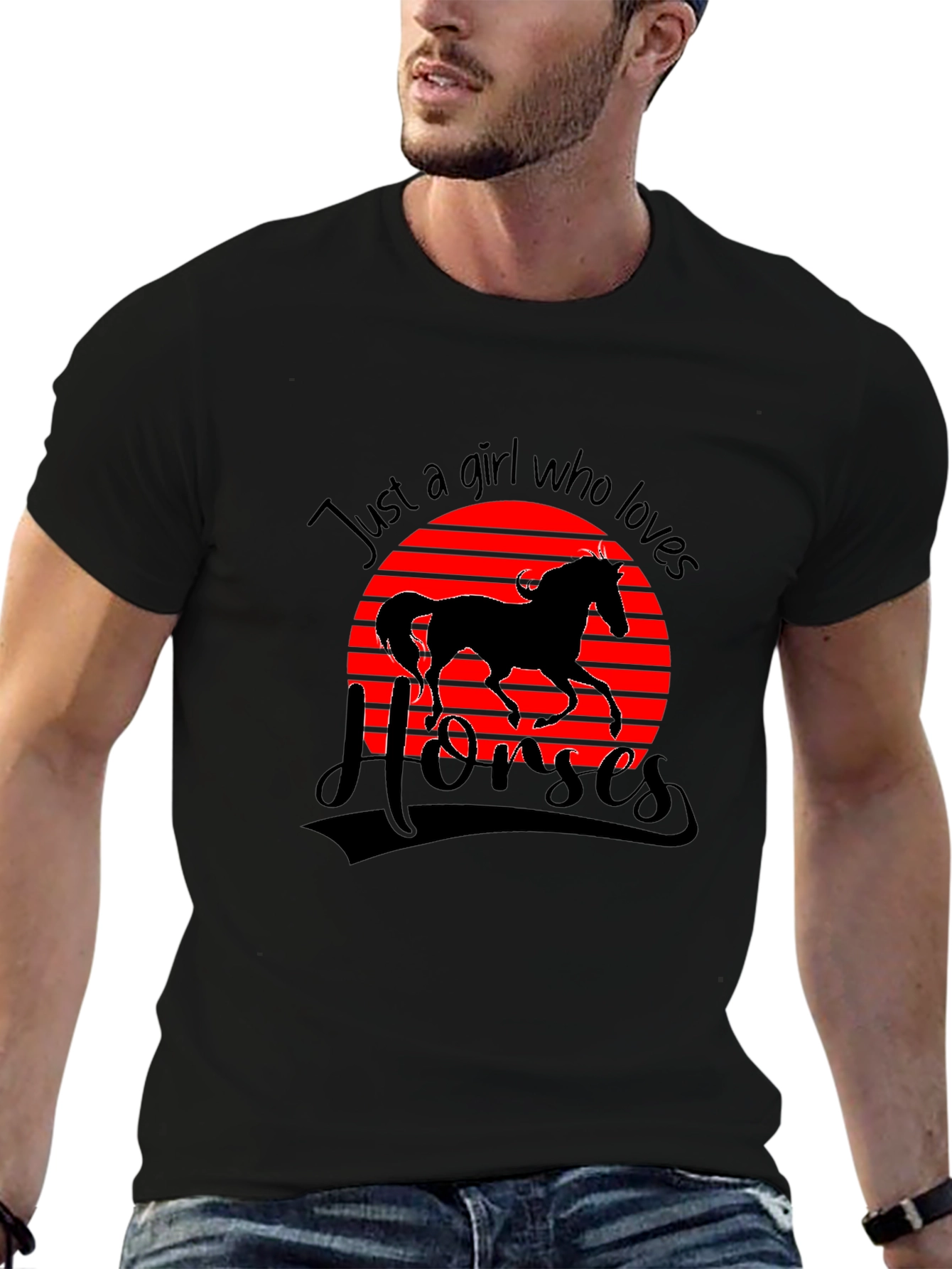 Camiseta Negra Just a Girl Who Loves Horses