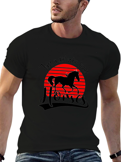 Camiseta Negra Just a Girl Who Loves Horses