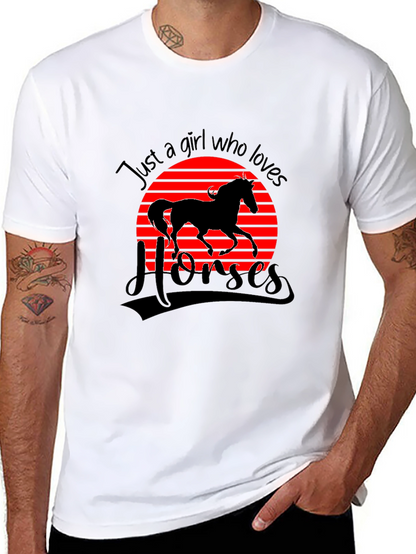Camiseta Negra Just a Girl Who Loves Horses